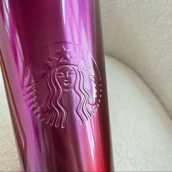 2 Starbucks Gradient Ombre Cold Cups Tumblers 24oz Gold Red 1 New 1 Preowned - Picture 6 of 7